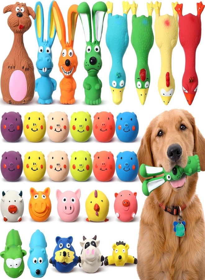 Vertintong 30 Pcs Latex Squeaky Dog Toys Soft Rubber Dog Chew Toy Animal Standing Stick Puppy Fetch Interactive Play Assorted Accessories for Small Medium Large Pets - Image 1